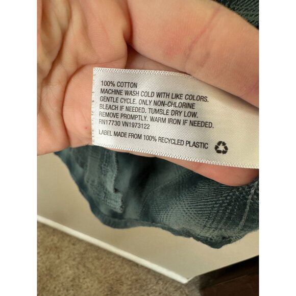 Universal Thread Womens Green Black Blouse Small Striped collared button up cott - Picture 4 of 6